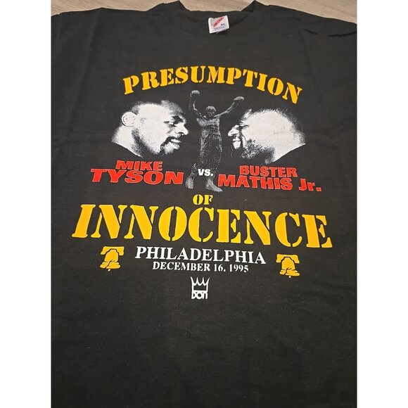 Vintage Deadstock 90s mike tyson mathis boxing t-shirt 1995 Philadelphia XL Blk - Picture 1 of 4